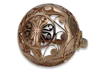 Russe soviétique rose rose 14k 585 or Bague vintage vrn014