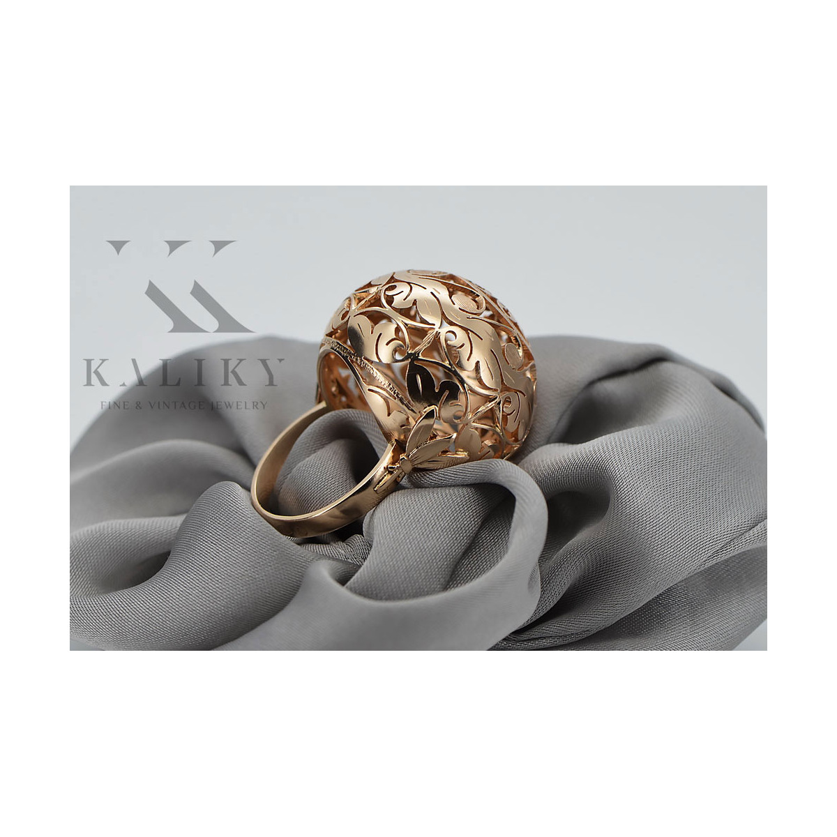 Radziecki 14k 585 złoty Rosyjski pierścionek z różowego złota vrn014