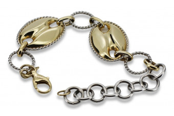 Pulsera de Fantasía de Oro Blanco Amarillo 14k cbt001yw