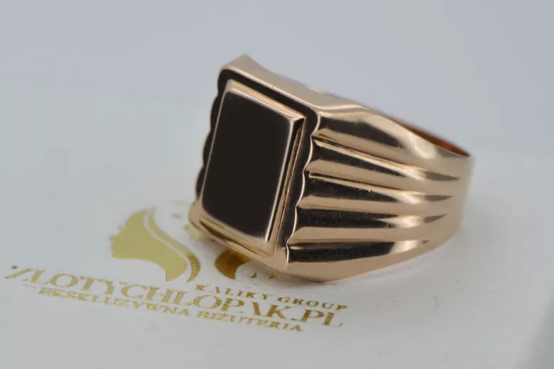 Anillo de sello de oro masculino 14k 585. Oro ruso vs034 vsn034