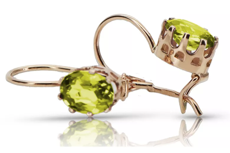 Vintage Rose Gold Peridot Earrings in 14K Gold vec196