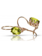 Cercei din aur roz vintage, Peridot galbe 14k vec196