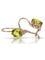 Pendientes de oro rosa antiguo con peridoto amarillo 14k vec196