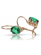 "Elegant Emerald Earrings in Original Vintage 14K Rose Gold" vec196 vec196