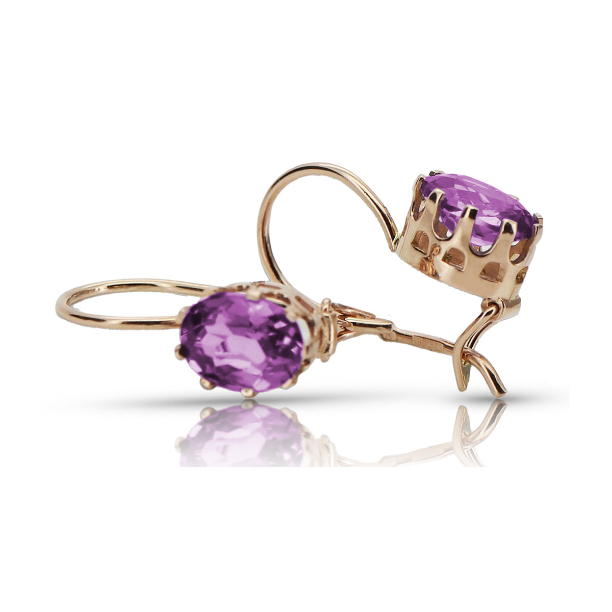 "Originales Vintage-Roségold 14k Amethyst Ohrringe" vec196 vec196