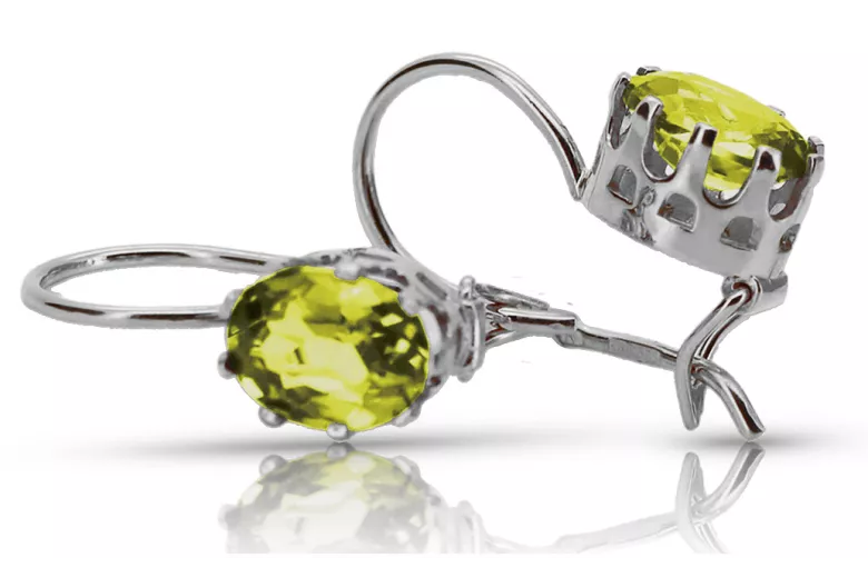 Вінтажні Стерлінгове Срібло 925, Жовтий Перід Вухані (Vintage Sterling Silver 925, Yellow Peridot Earrings) vec196s