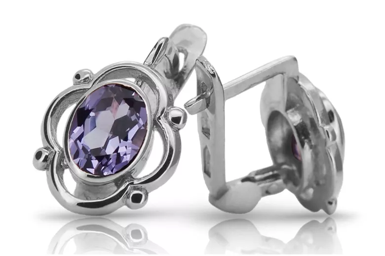 Boucles d'oreilles en argent sterling 925, Alexandrite vec033s