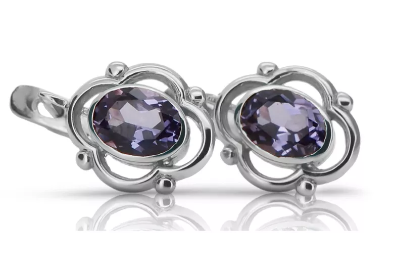 Boucles d'oreilles en argent sterling 925, Alexandrite vec033s