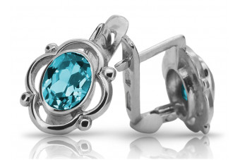 Cercei vintage din argint 925, Acvamarină. vec033s