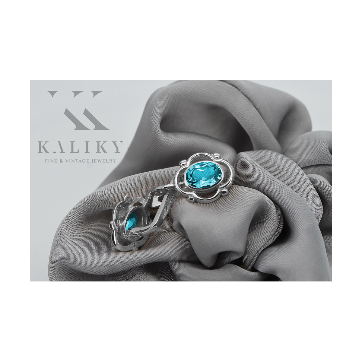 Boucles d'oreilles en argent sterling 925, Aigue-marine vec033s