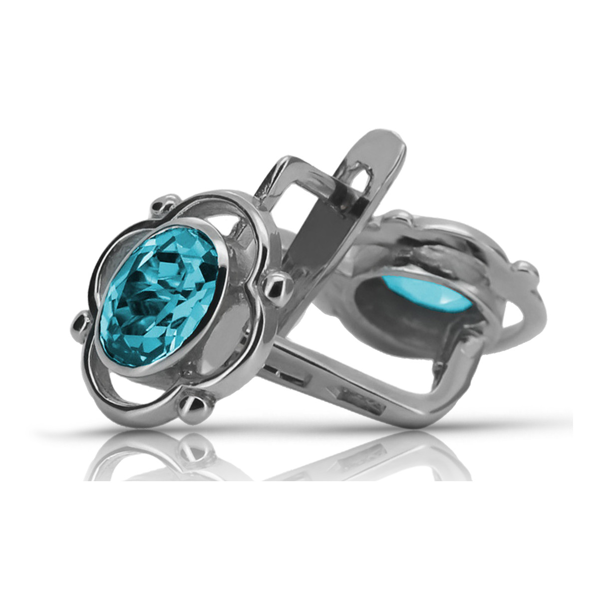 Boucles d'oreilles en argent sterling 925, Aigue-marine vec033s