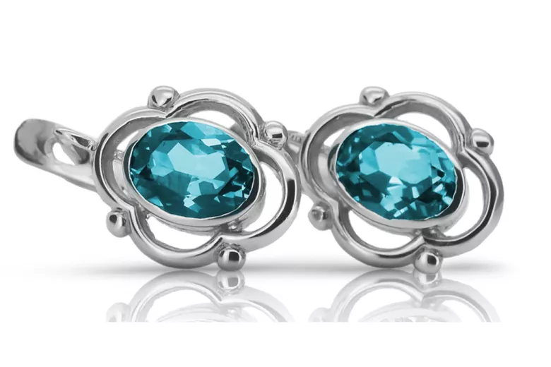 Boucles d'oreilles en argent sterling 925, Aigue-marine vec033s