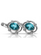 925 Sterling Silber Aquamarin Ohrringe Vintage Retro Schmuck	vec033s vec033s