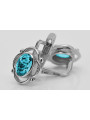 925 Sterling Silber Aquamarin Ohrringe Vintage Retro Schmuck	vec033s vec033s