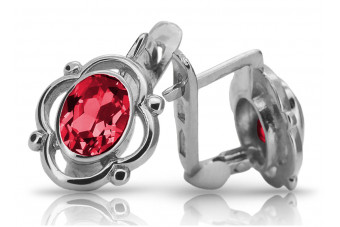 Вінтажне срібло 925, Рубі Вушні кільця СР033с Радянського Союзу vec033s