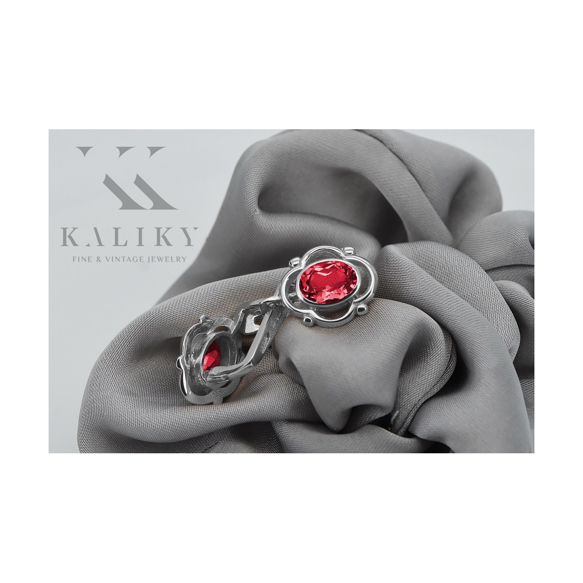 Boucles d'oreilles en argent sterling 925, Rubis. vec033s