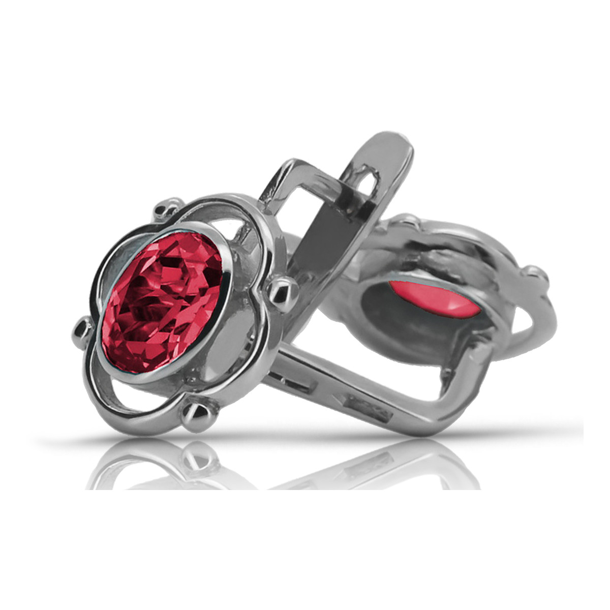 Boucles d'oreilles en argent sterling 925, Rubis. vec033s