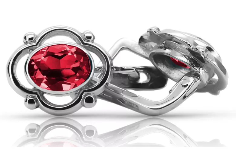 Boucles d'oreilles en argent sterling 925, Rubis. vec033s