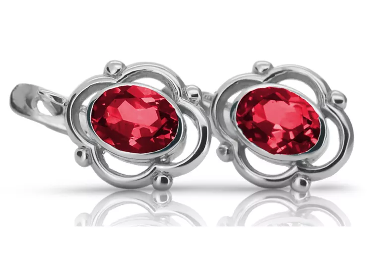 Boucles d'oreilles en argent sterling 925, Rubis. vec033s