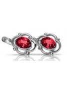 Boucles d'oreilles en argent sterling 925, Rubis. vec033s