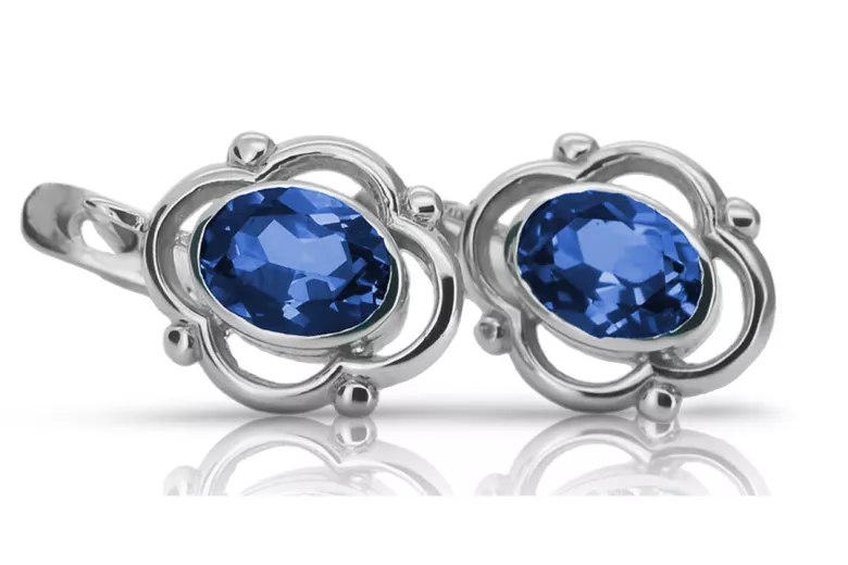 Sterling Silver 925 Sapphire Dangle Earrings vec033s