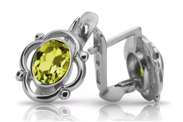 Pendientes de Plata 925 Vintage con Peridoto Amarillo vec033s