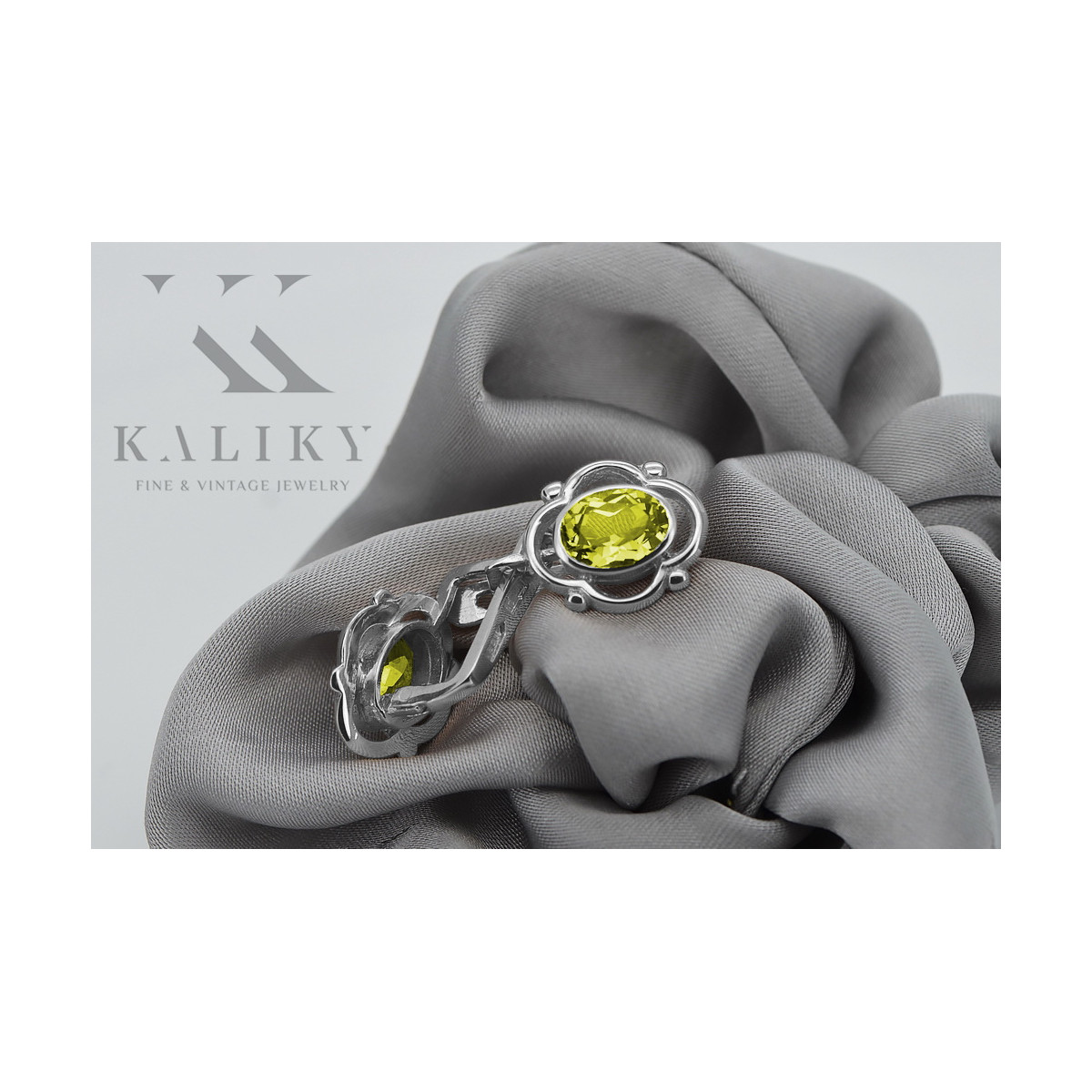 Boucles d'oreilles en argent sterling 925, Péridot jaune vintage vec033s