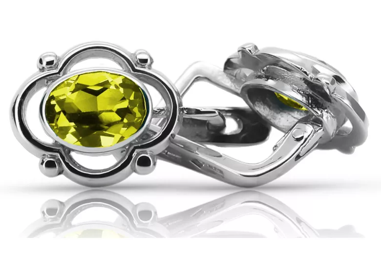 Boucles d'oreilles en argent sterling 925, Péridot jaune vintage vec033s