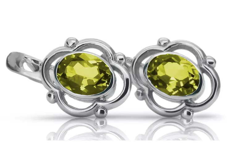 Pendientes de Plata 925 Vintage con Peridoto Amarillo vec033s