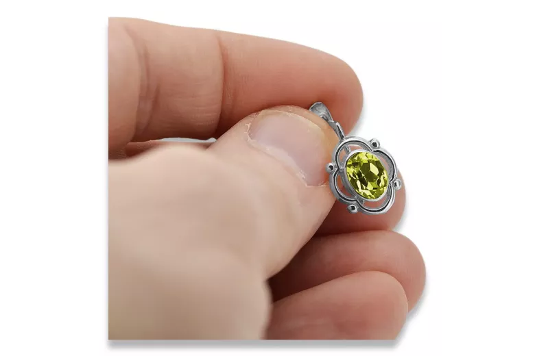 925 Sterling Silber Ohrringe mit Gelbem Peridot vec033s