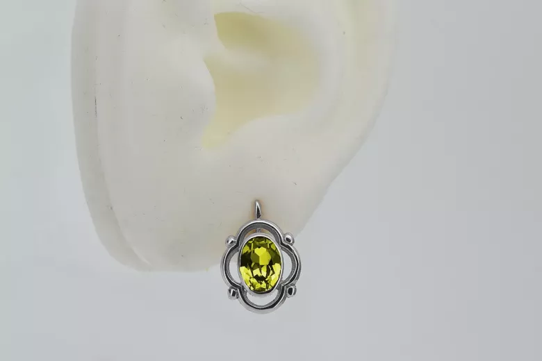 Pendientes de Plata 925 Vintage con Peridoto Amarillo vec033s