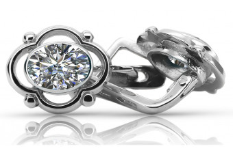 Vintage Sterling Silver 925 Zircon Earrings - Russian Soviet Style vec033s