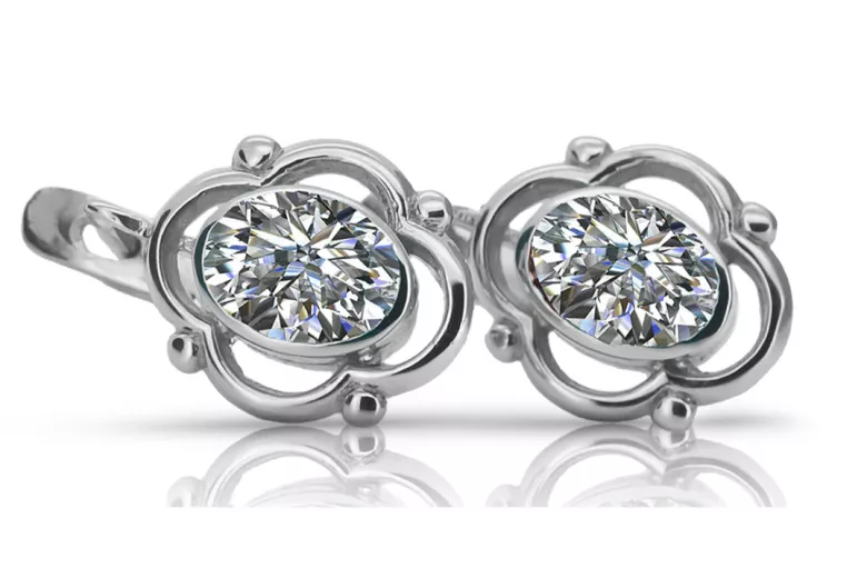 925 Sterling Silber Ohrringe mit Zirkonia - Russisch Sowjetisch. vec033s