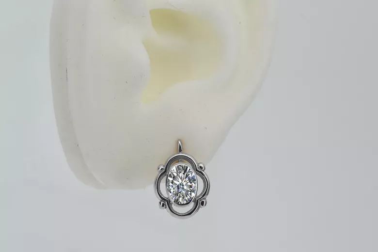 925 Sterling Silber Ohrringe mit Zirkonia - Russisch Sowjetisch. vec033s