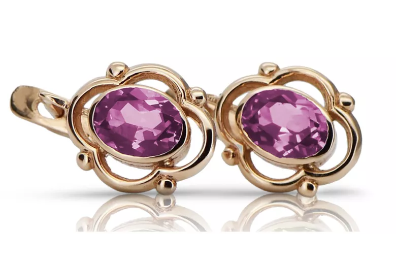 Sterling Silver Rose Gold Plated Amethyst Earrings vec033rp