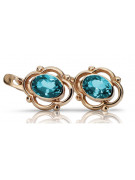 Vintage Sterling Silver Rose Gold Plated Aquamarine Earrings vec033rp