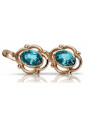 Vintage Sterling Silver Rose Gold Plated Aquamarine Earrings vec033rp