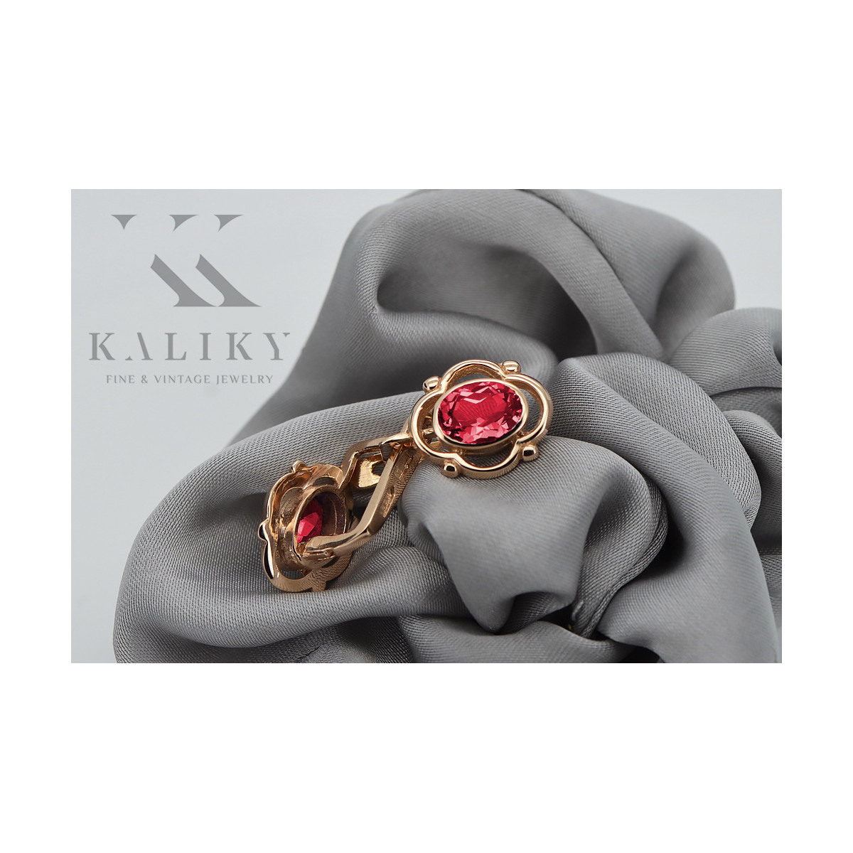 Sterling Silver Rose Gold Plated Ruby Stud Earrings vec033rp