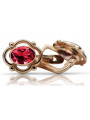 Sterling Silver Rose Gold Plated Ruby Stud Earrings vec033rp