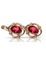 Sterling Silver Rose Gold Plated Ruby Stud Earrings vec033rp