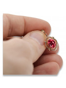 Sterling Silver Rose Gold Plated Ruby Stud Earrings vec033rp