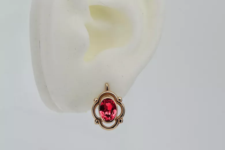 Sterling Silver Rose Gold Plated Ruby Stud Earrings vec033rp