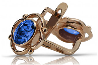 Sterling silver rose gold plated, Sapphire Vintage Earrings vec033rp