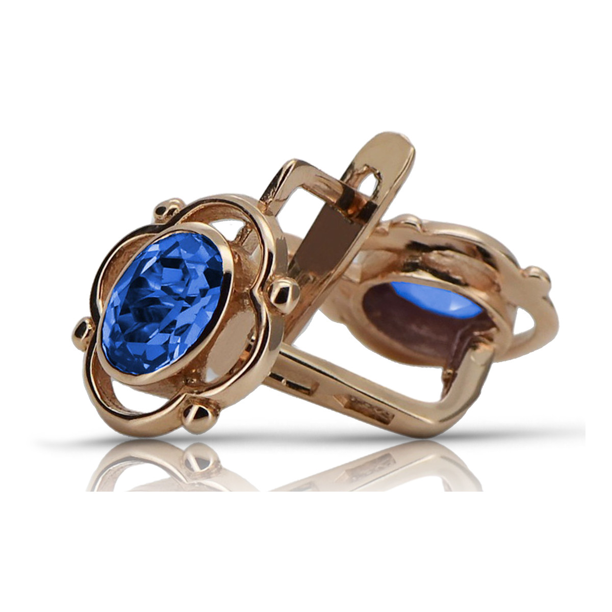 Sterling silver rose gold plated, Sapphire Vintage Earrings vec033rp