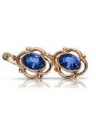 Sterling silver rose gold plated, Sapphire Vintage Earrings vec033rp