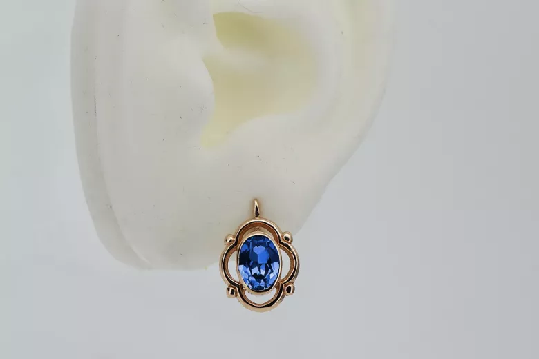 Sterling silver rose gold plated, Sapphire Vintage Earrings vec033rp