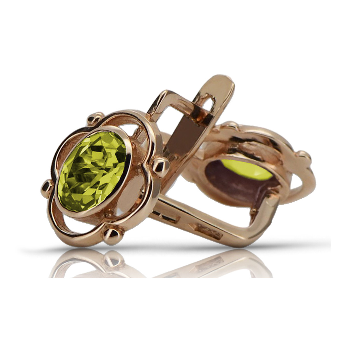 Sterling Silver Rose Gold Plated Peridot Earrings vec033rp