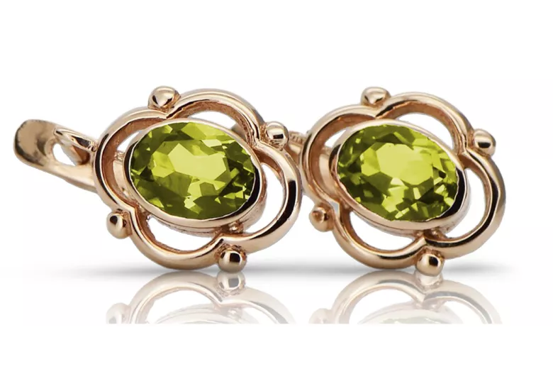 Pendientes de plata vintage con chapado en oro rosa y peridoto amarillo vec033rp