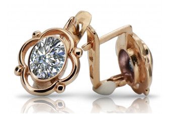 "Pendientes de Zircón y Oro Rosa Antiguo Original 14k vec033 Estilo Soviético Ruso" style vec033