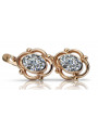 "Boucles d'oreilles zircon rose vintage en or 14 carats 585 vec033 de l'ère soviétique russe" style vec033